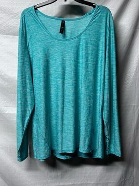 90 Degree By Reflex Teal Scoop Neck Long Sleeve Top